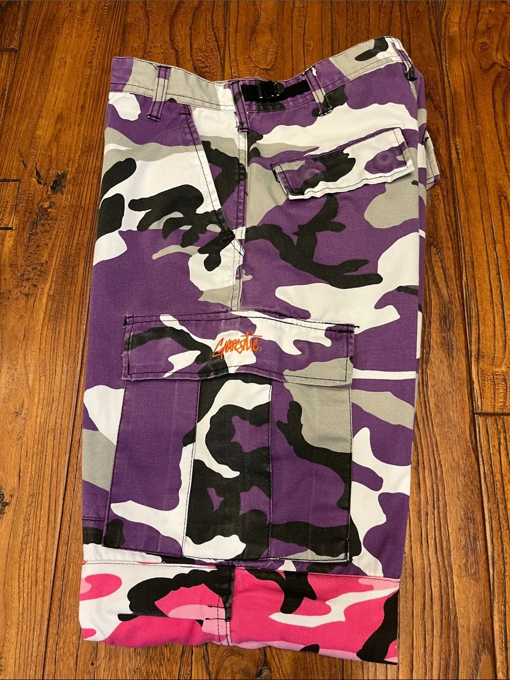 Gnarcotic “ Four Loko” Camo Cargo Pants Sz 28-31 Adjustable -Unisex Streetwear